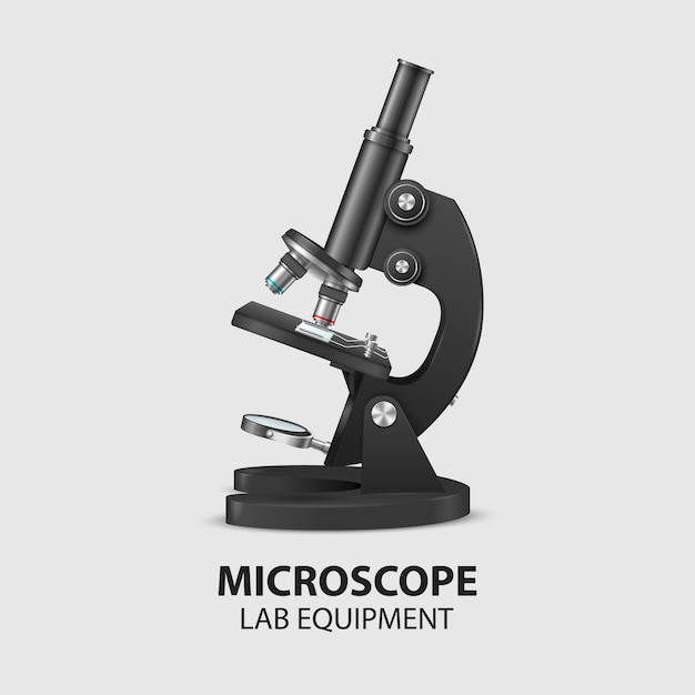Microscopio Partes Estructura Anatomía Vector 3d Realista Laboratorio Negro Microscopio Aislado en Blanco Química Biología Herramienta Ciencia Laboratorio Investigación Educación Infografía Diseño Plantilla