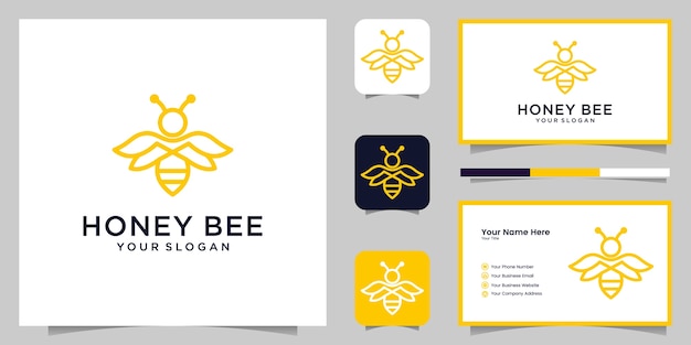 Miel de abeja creativo icono símbolo logotipo línea arte estilo logotipo lineal. logotipo, icono y tarjeta de visita