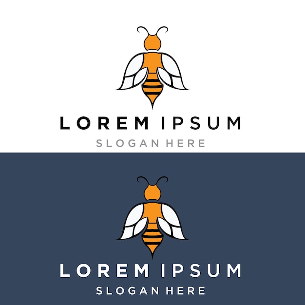 Miel de abeja con diseño de ilustración de vector de logotipo moderno de panal