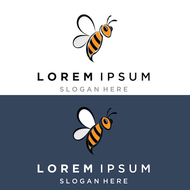 Miel de abeja con diseño de ilustración de vector de logotipo moderno de panal