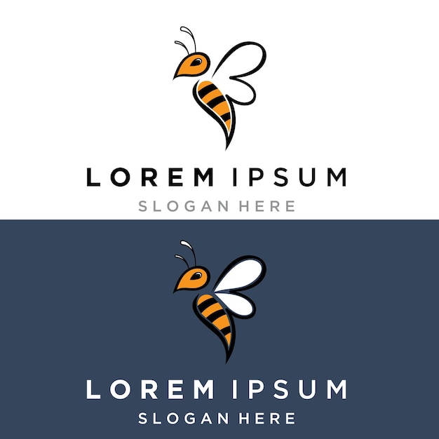 Miel de abeja con diseño de ilustración de vector de logotipo moderno de panal