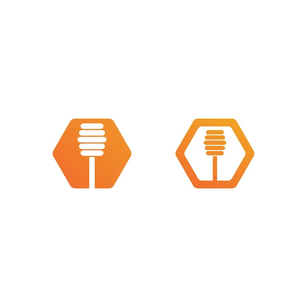 Miel y abeja icono logo vector diseño animal e ilustración