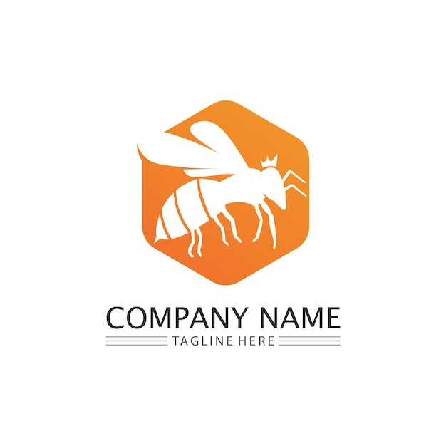 Miel y abeja icono logo vector diseño animal e ilustración