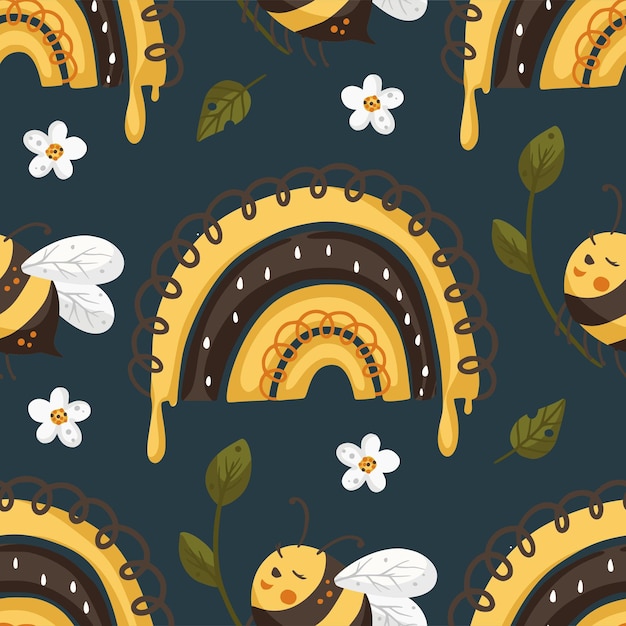 Miel linda abeja insecto verano sin fisuras de fondo