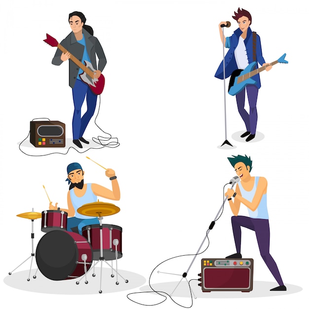 Vector miembros de la banda de rock aislados