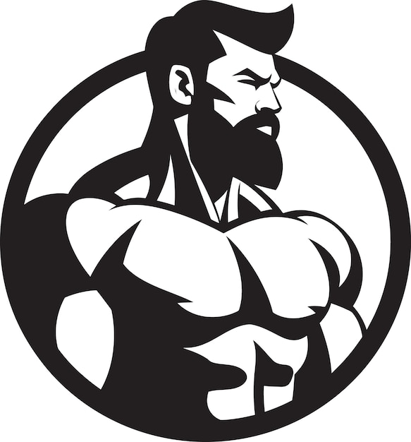 Vector mighty muscle marvel vector logo negro icono de la caricatura del culturista dinámico de la fusión muscular caricat