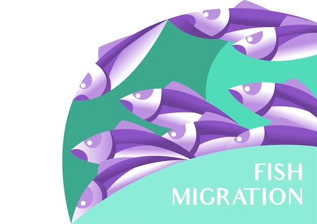 Vector migración de la ilustración de los peces