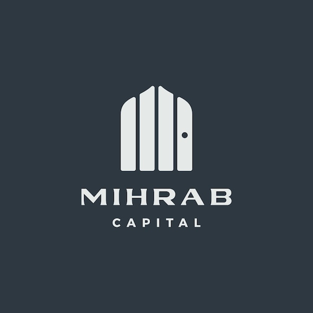 Mihrab nicho arco puerta logo vector icono ilustración