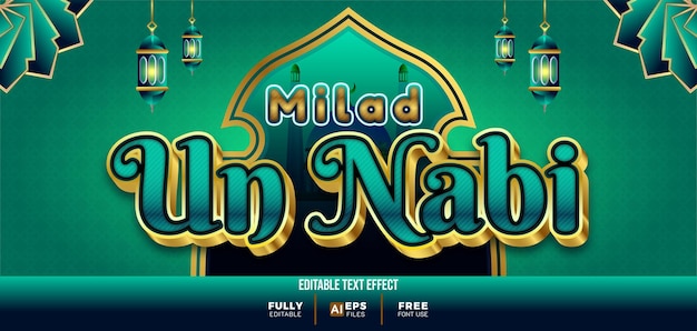 Milad un nabi efecto de texto editable en 3d