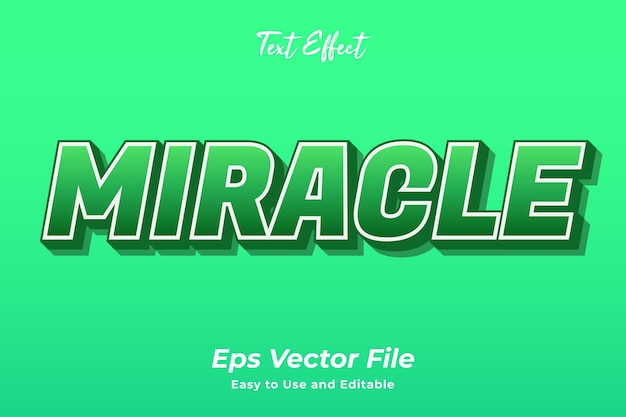 Milagro de efecto de texto editable y fácil de usar vector premium