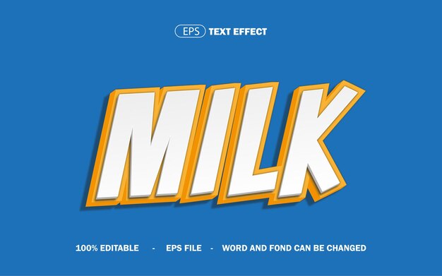 MILK TEXT EDITABLE COMIC STYLE EPS FILE (Archivo de texto de leche editable en estilo de cómic)
