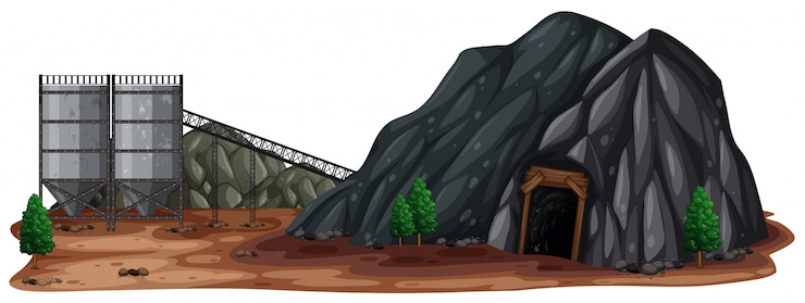 Vector una mina de piedra sobre fondo blanco