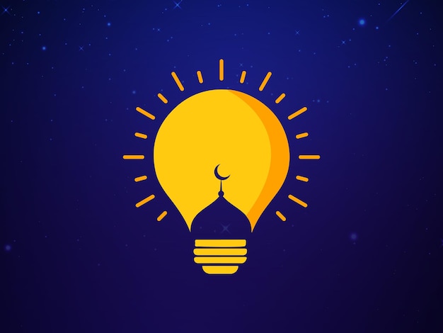 Vector el minar de la mezquita bulb y el diseño creativo de la luna nueva para el ramadán eid y la idea de concepto del festival islámico