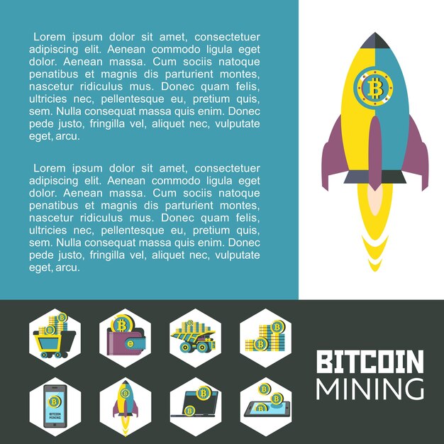 Minería bitcoin. ilustración vectorial.