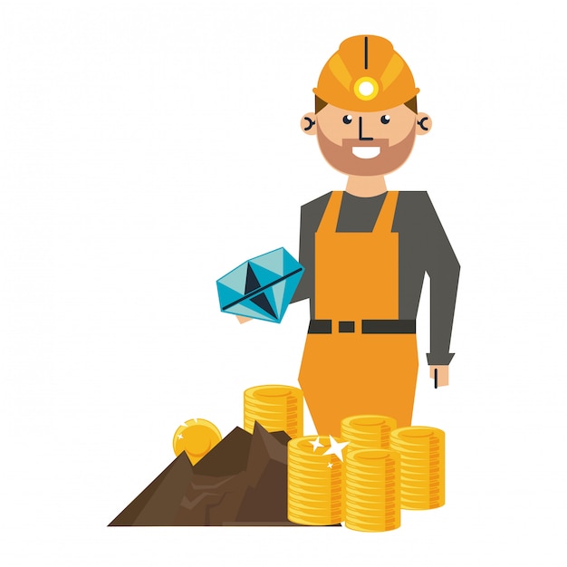 Minería y caricatura del trabajador.