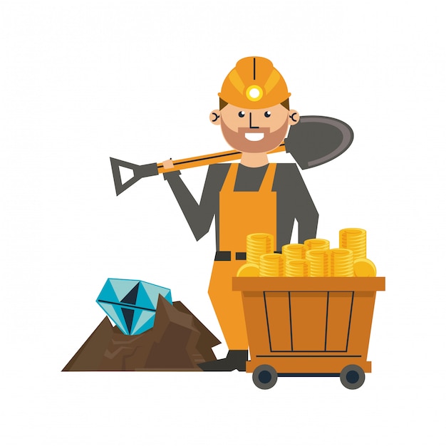 Minería y caricatura del trabajador.