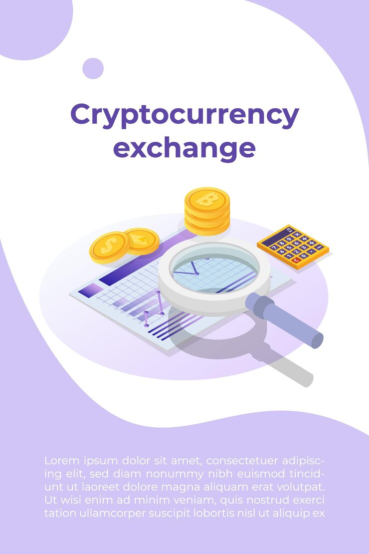 Vector minería de criptomonedas, intercambio, blockchain isométrica. ilustración vectorial.