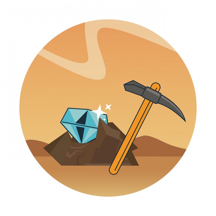 Vector minería de diamantes y selección