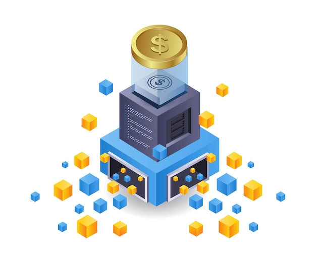 Vector minería de dinero con tecnología blockchain