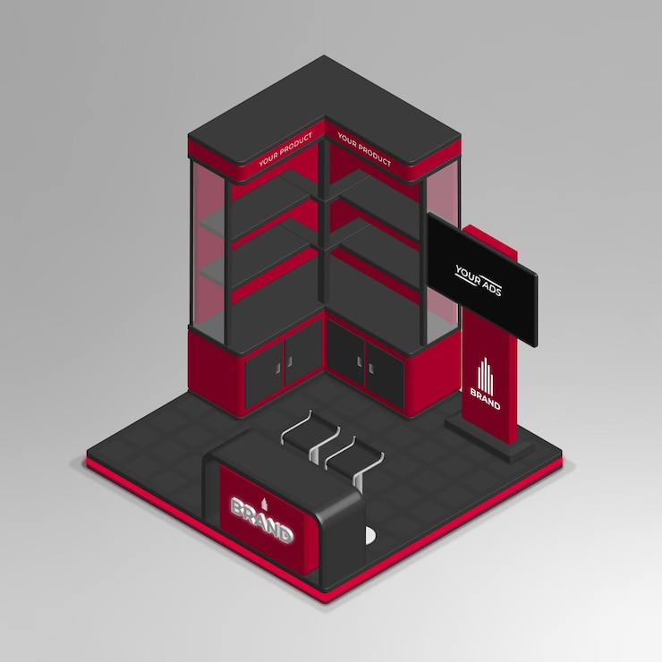 Vector mini cabina isométrica 3d realista