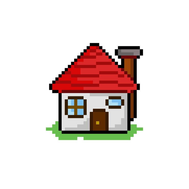 Vector mini casa con estilo pixel art