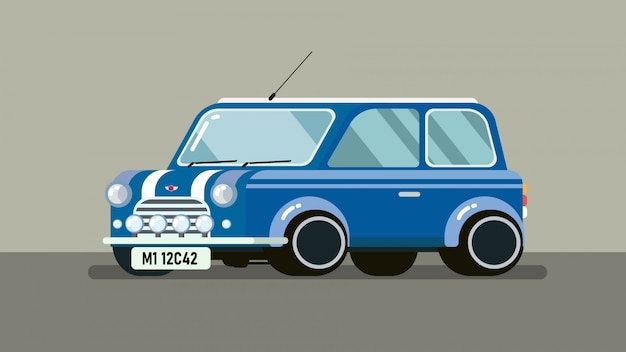 Vector mini coche en color azul