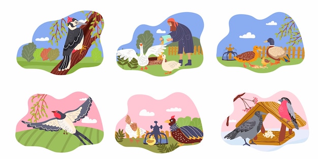 Mini conjunto de composición dibujado a mano con dibujos de animales