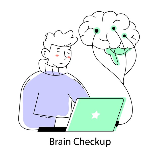 Un mini dibujo práctico de un chequeo del cerebro