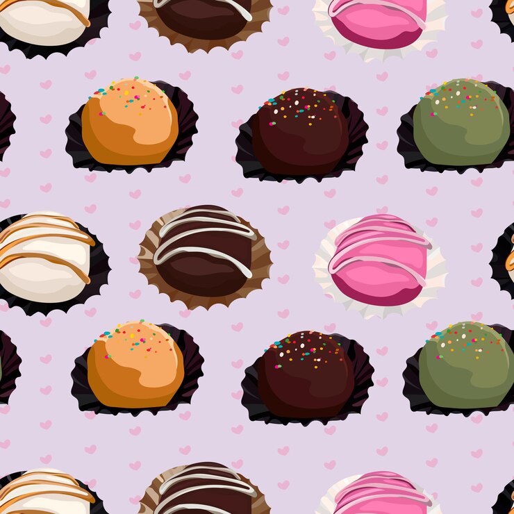 Vector mini donuts sabores variados de patrones sin fisuras