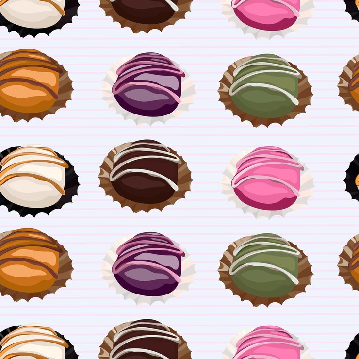 Vector mini donuts sabores variados de patrones sin fisuras