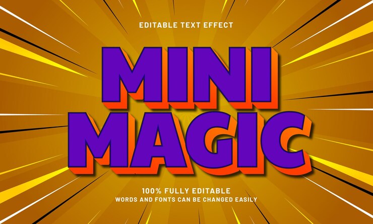 Vector mini efectos de texto editables mágicos con un buen tema de juego