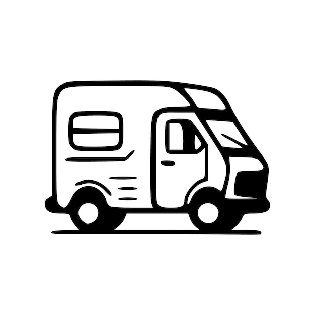 Mini furgoneta negra contorno ilustración vectorial