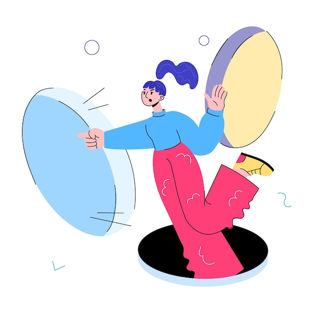 Una mini ilustración bien diseñada de la experiencia de realidad virtual