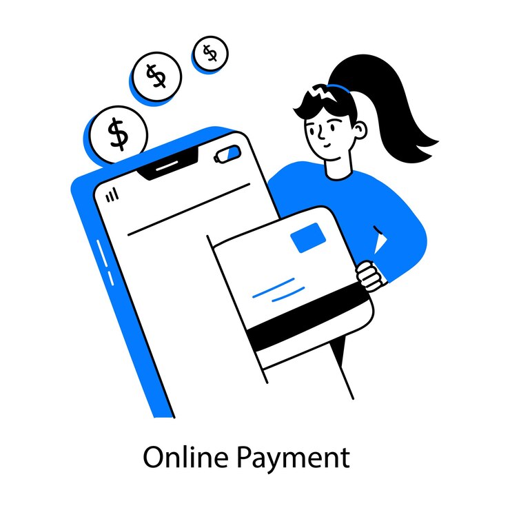 Vector mini ilustración dibujada a mano para el pago en línea