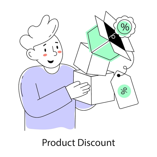 Mini ilustración de doodle premium del descuento del producto
