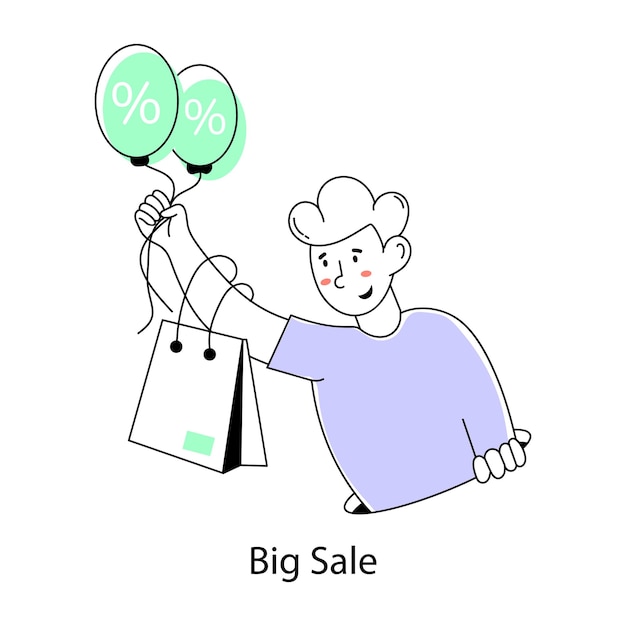 Mini ilustración de doodle premium de una gran venta