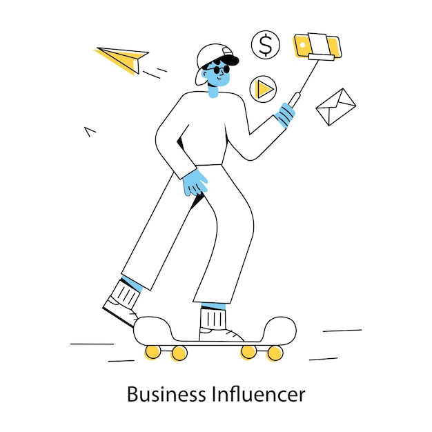 Mini ilustración de esquema de moda de una persona influyente en los negocios