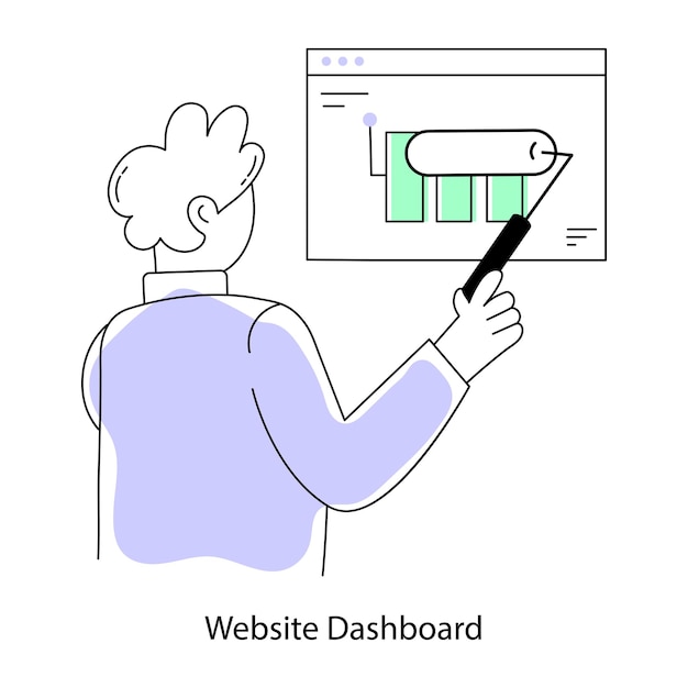 Mini ilustración de garabateo práctico del tablero del sitio web