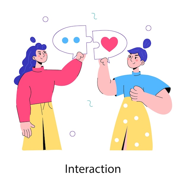 Mini ilustración de la interacción en el doodle de moda