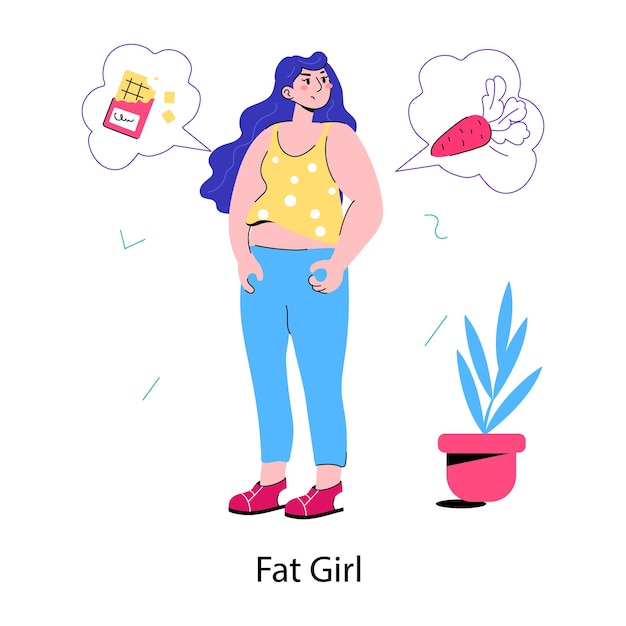 Mini ilustración moderna de una chica gorda