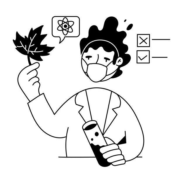 Mini ilustraciones dibujadas a mano de la bioingeniería