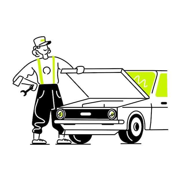 Mini ilustraciones de Doodle para el servicio de automóviles