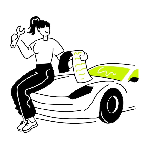 Mini ilustraciones de Doodle para el servicio de automóviles