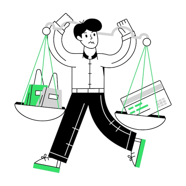 Mini ilustraciones lineales de compras en línea