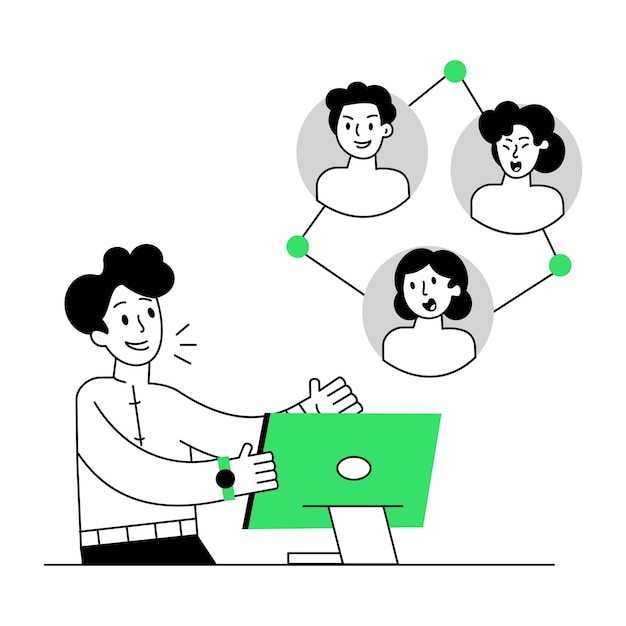 Mini ilustraciones lineales de compras en línea