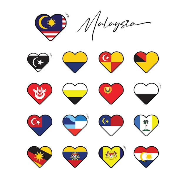 Mini Love Malasia Bandera de los 14 estados