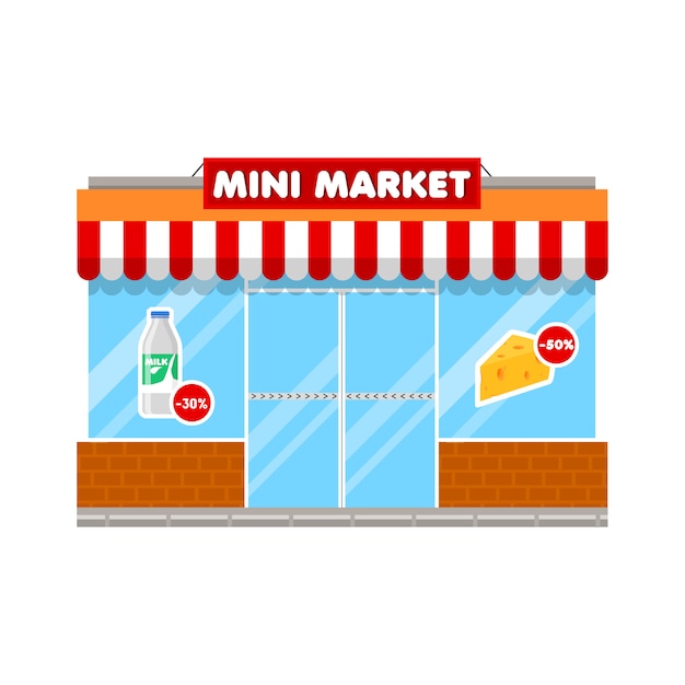 Mini market shop en estilo plano