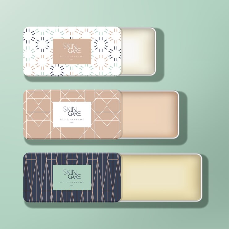 Mini paquete de caja de lata de perfume sólido de moda con estampado de patrón geométrico
