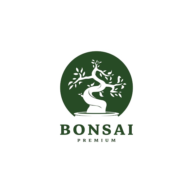 Mini planta pequeña en maceta para diseño de logotipo de bonsái japonés 2