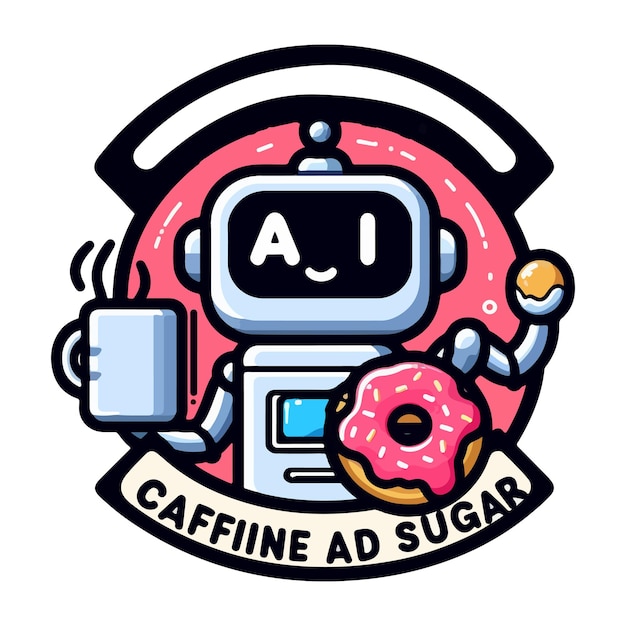 mini robot lindo con café y rosquilla